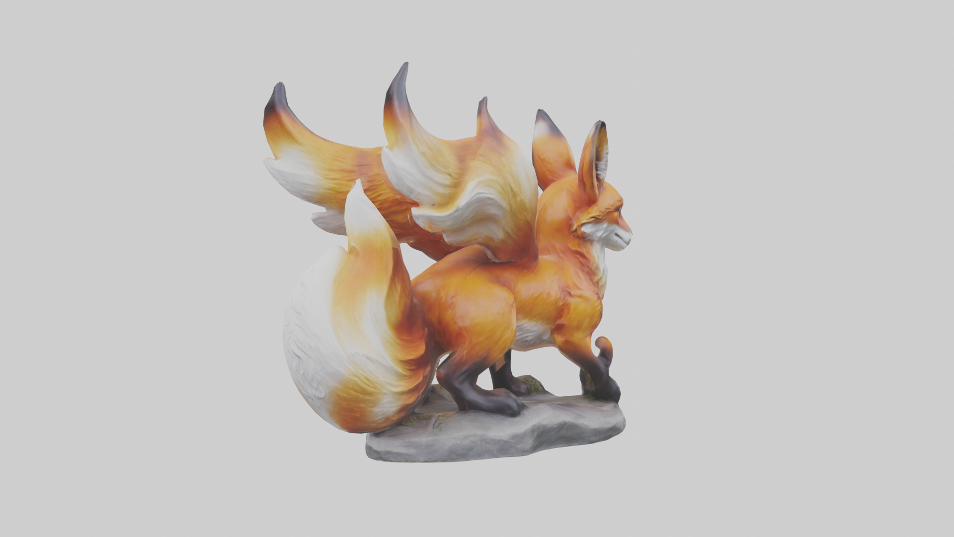 Magic Fox statue model Low-poly 3D model_4