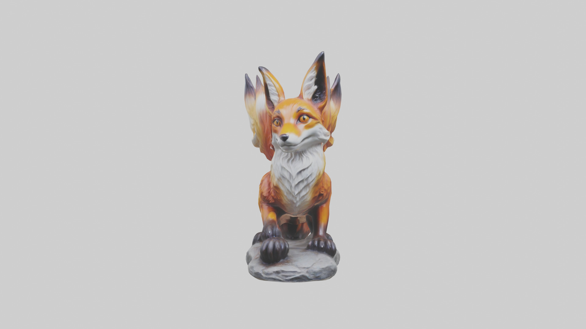 Magic Fox statue model Low-poly 3D model_10