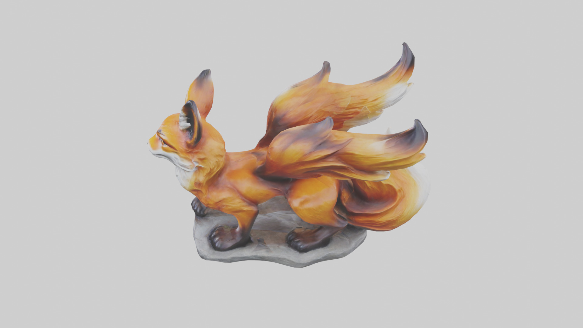 Magic Fox statue model Low-poly 3D model_17