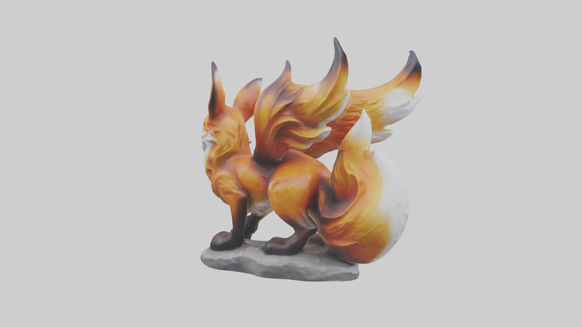 Magic Fox statue model Low-poly 3D model_3