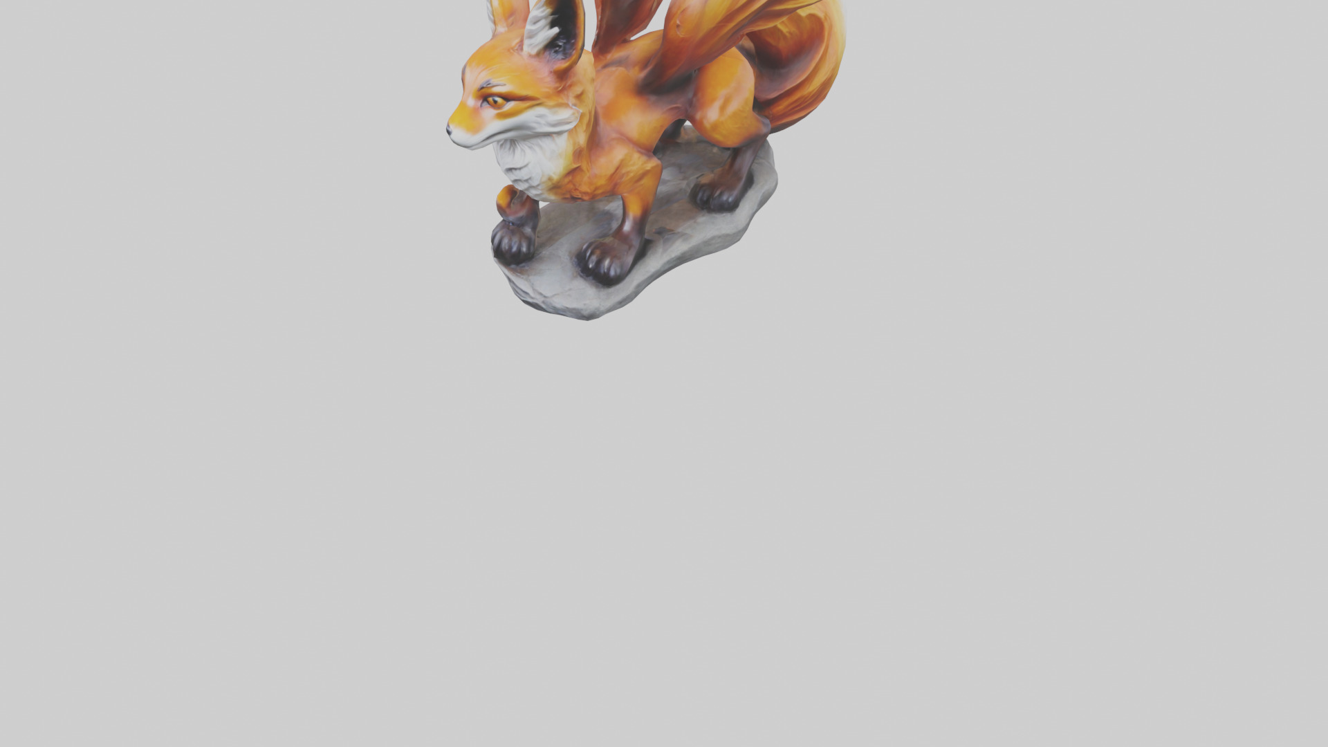 Magic Fox statue model Low-poly 3D model_7