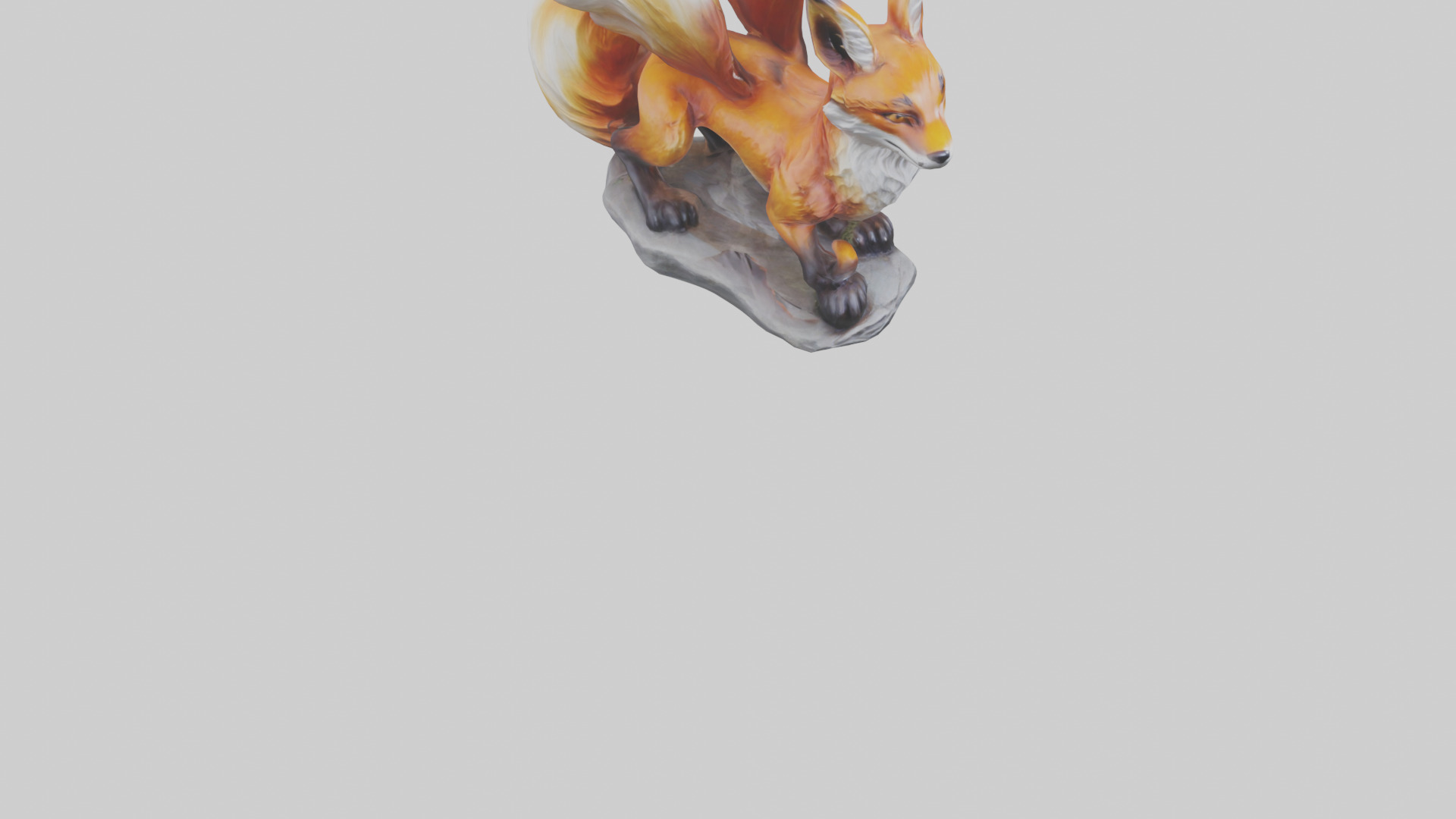 Magic Fox statue model Low-poly 3D model_8