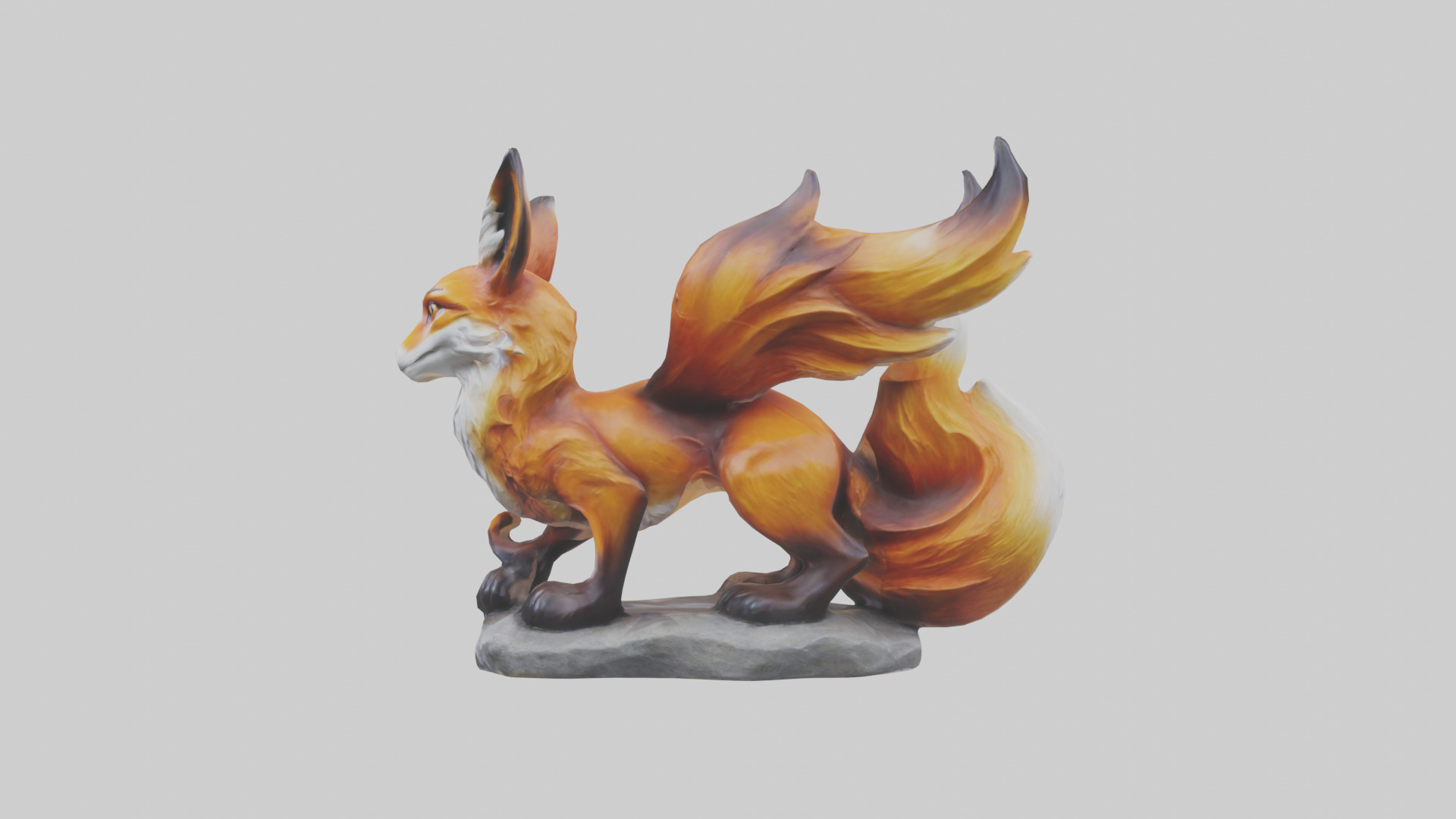 Magic Fox statue model Low-poly 3D model_12