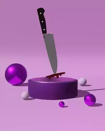 Knife Mirror and Blood Splatter Rug 3D model
