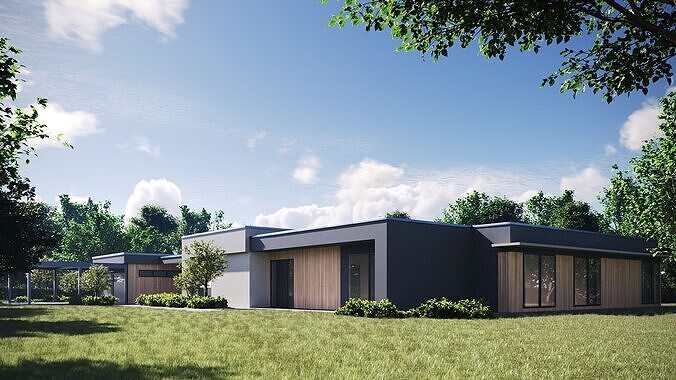 Exterior House Scene 3D model 4