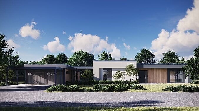 Exterior House Scene 3D model 6
