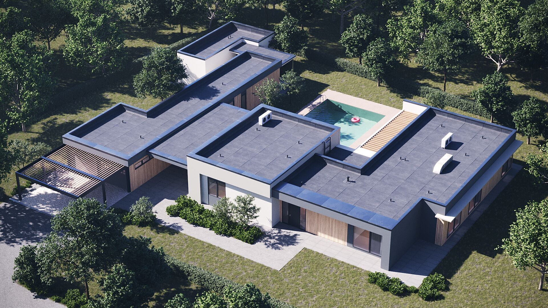 Exterior House Scene 3D model_2