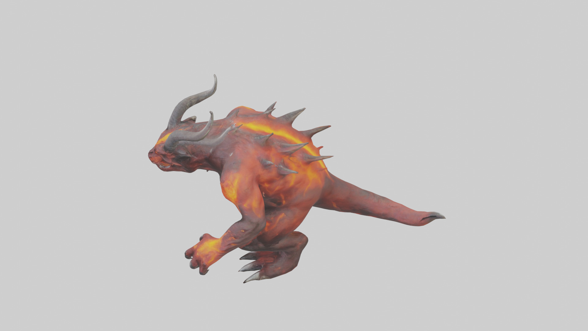 Magma Demon Beast model Low-poly 3D model_17