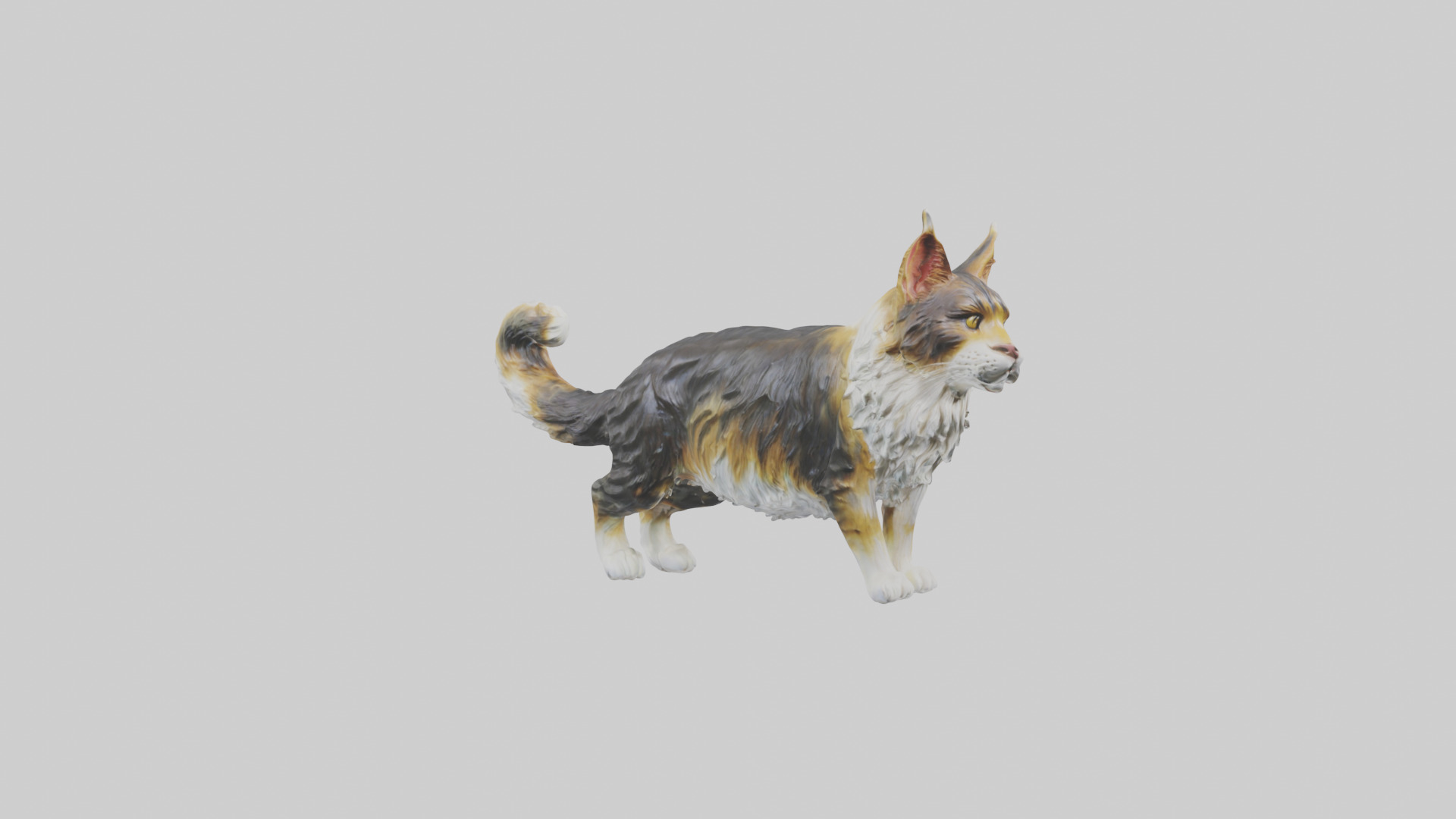 Maine Coon Cat statue model Low-poly 3D model_11