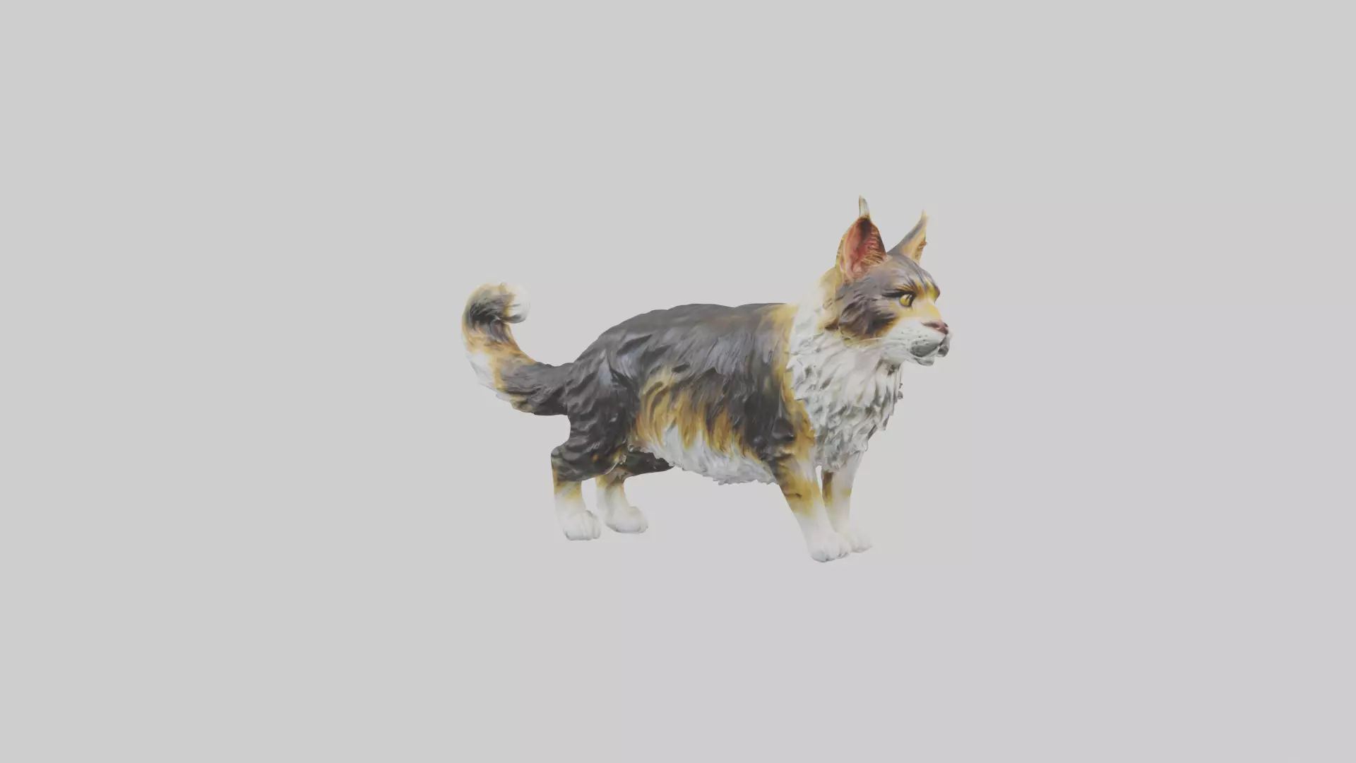 Maine Coon Cat statue model Low-poly 3D model_0