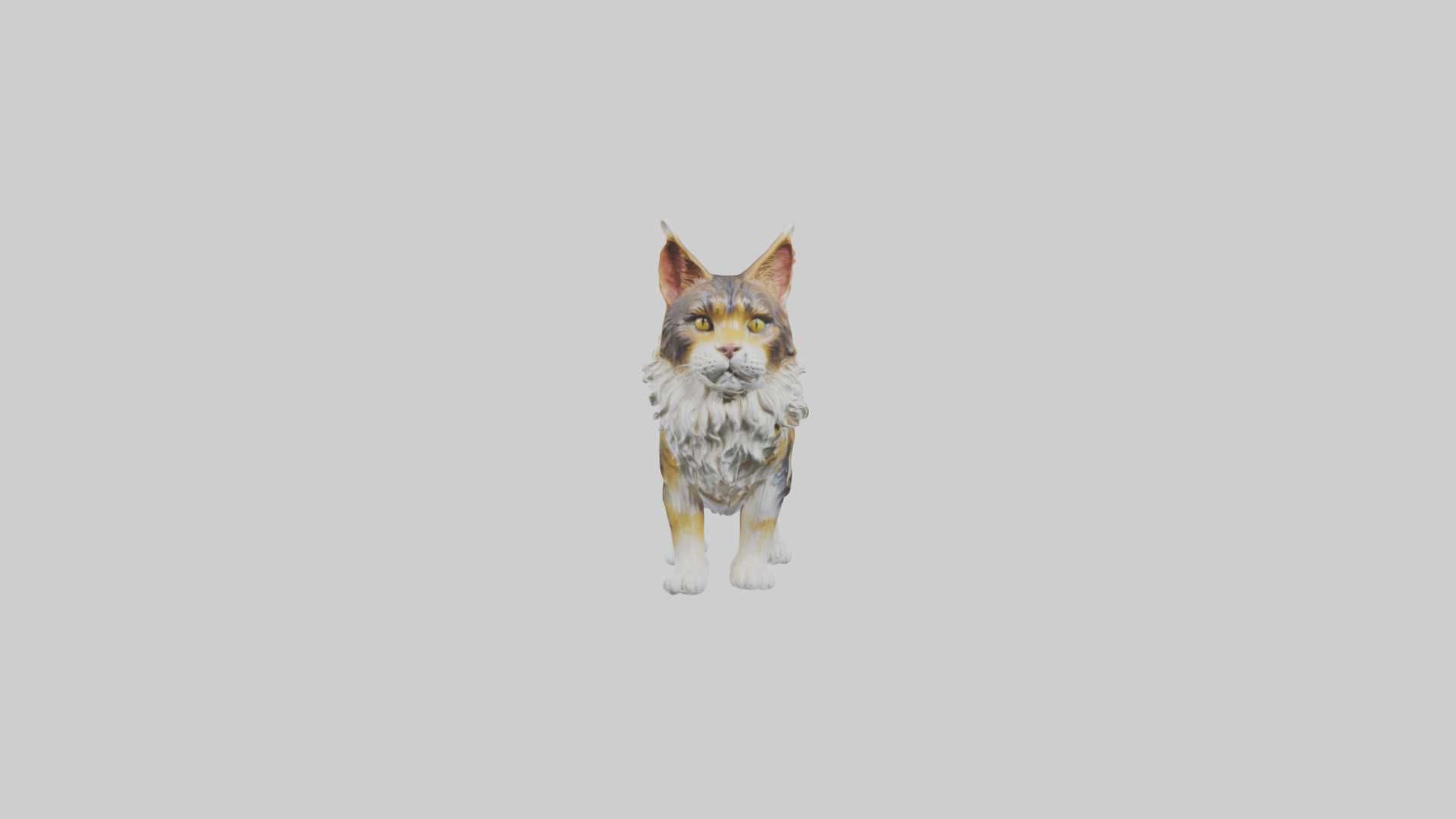 Maine Coon Cat statue model Low-poly 3D model_9