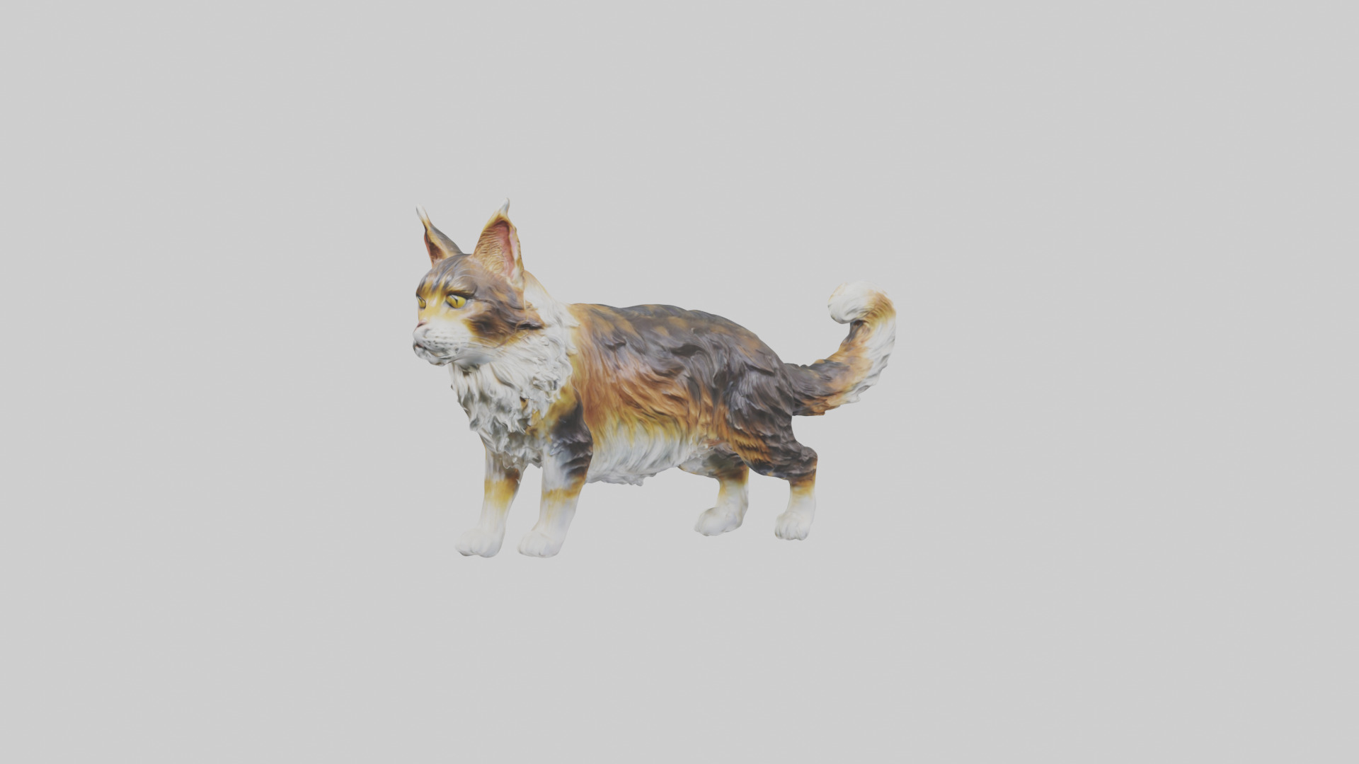 Maine Coon Cat statue model Low-poly 3D model_10