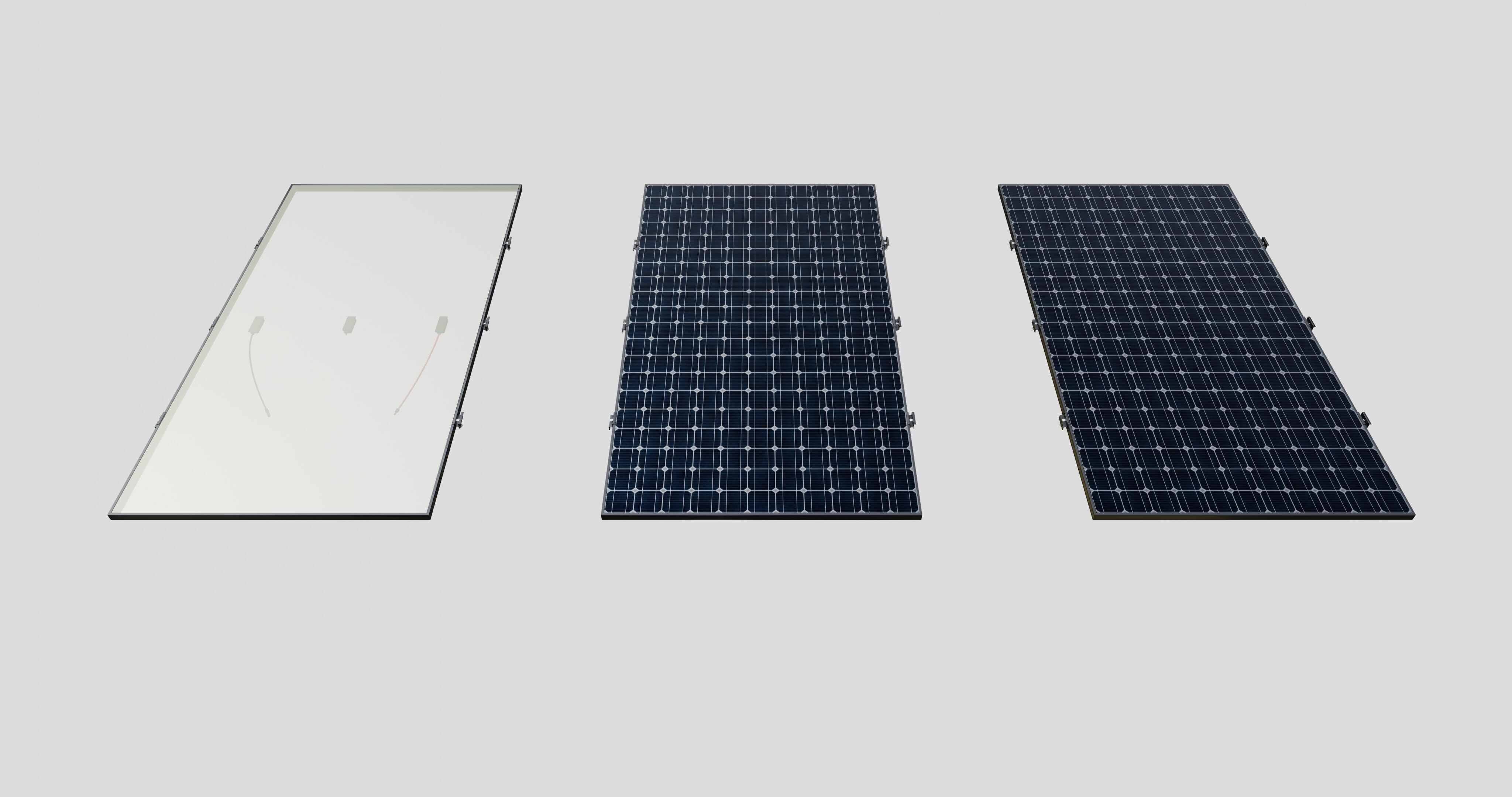 Black Framed Solar Panel 675W 2384x1303x35mm 3D model_5