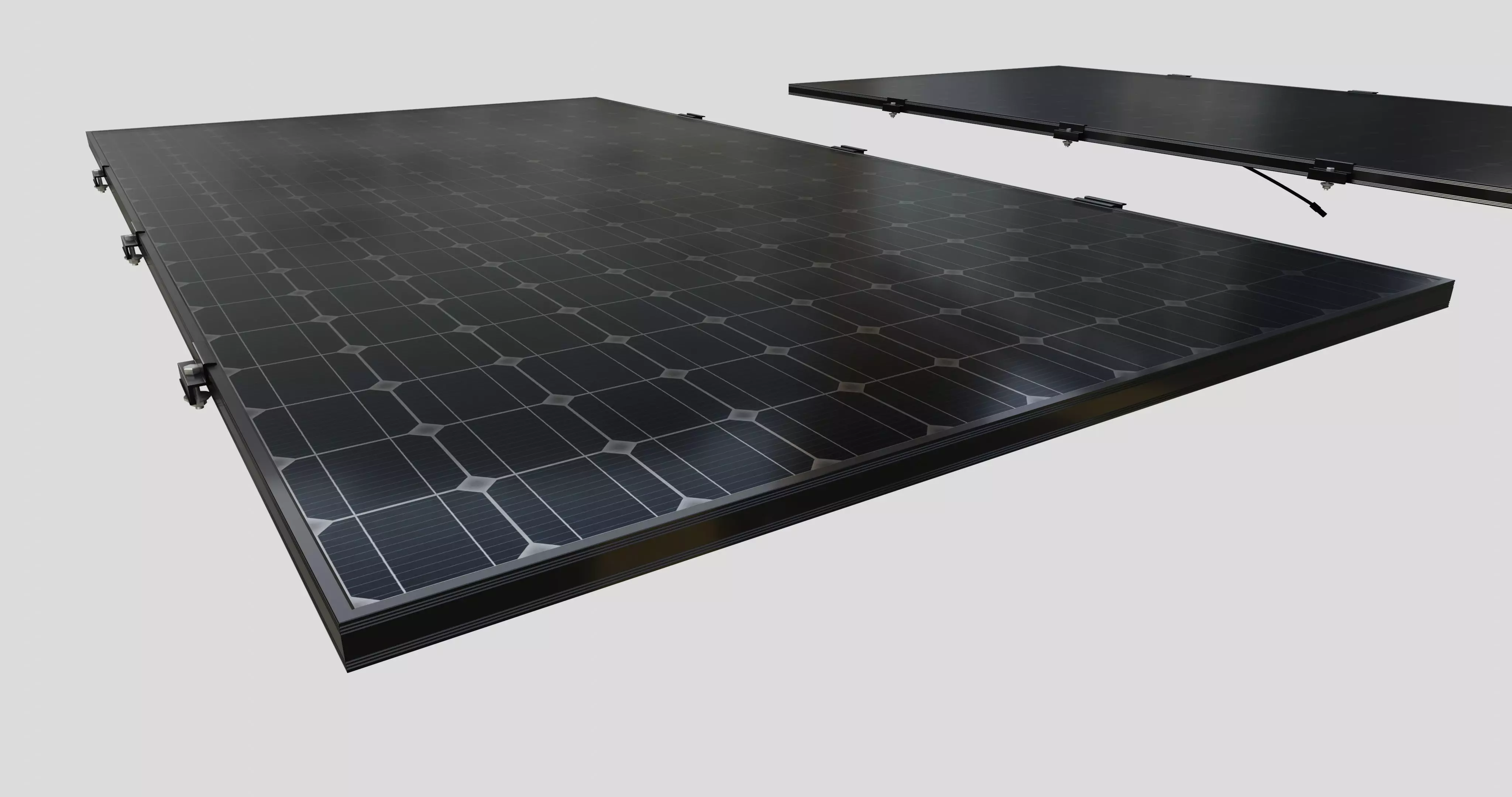 Black Framed Solar Panel 675W 2384x1303x35mm 3D model_0