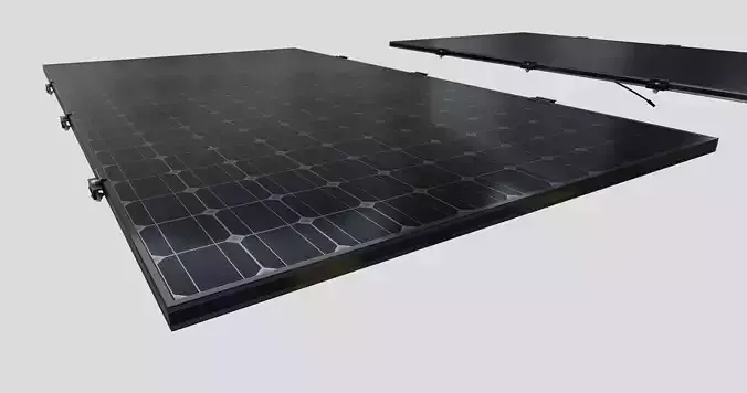 Black Framed Solar Panel 675W 2384x1303x35mm 3D model Black Framed Solar Panel 675W 2384x1303x35mm 3D model
