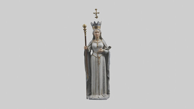 Medieval Queen statue model Low-poly 3D model