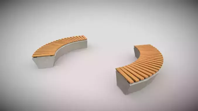 Outdoor Cement Semi-Circular Bench 