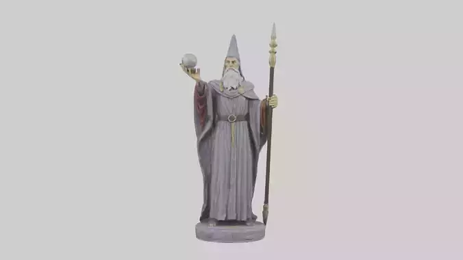 Merlin statue model Low-poly 3D model