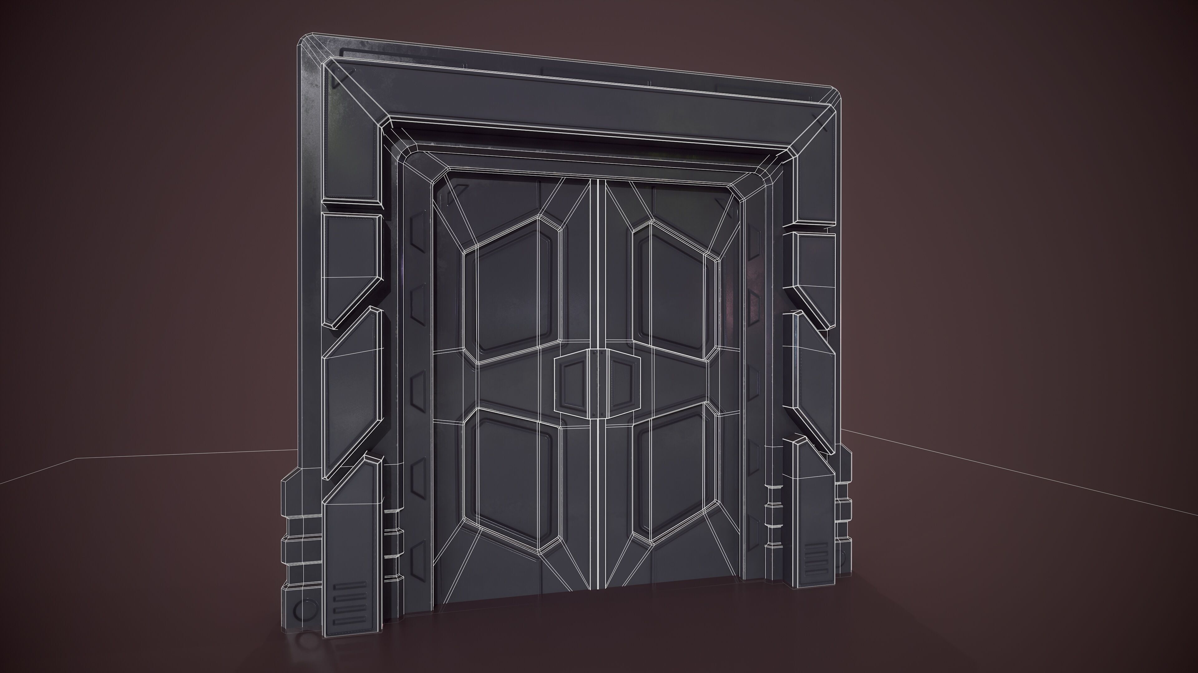 Sci Fi Door Low Low-poly 3D model_3