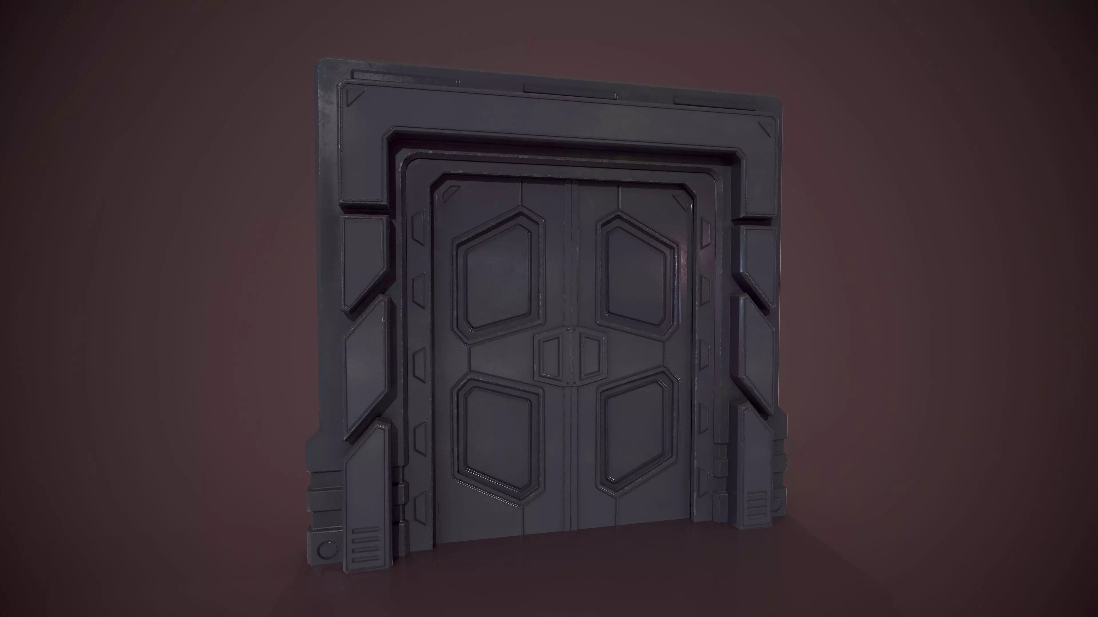 Sci Fi Door Low Low-poly 3D model_0