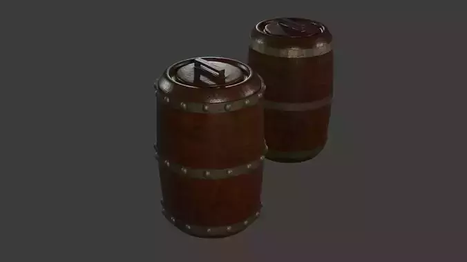 barrel-tun-medieval asset Low-poly 3D model