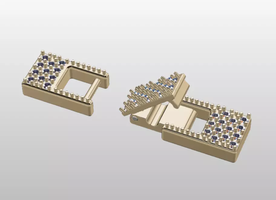 DIAMOND FOLD OVER BOX CLASP LOCK FOR JEWELRY 3D print model