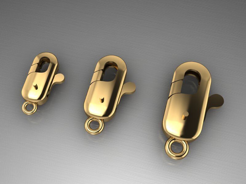Bracelet Lock  clasp set of gold plated connectors 3D print model_8
