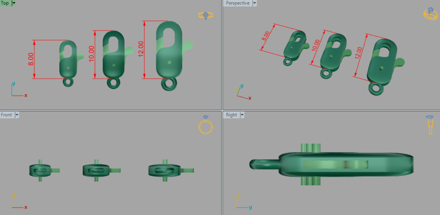 Bracelet Lock  clasp set of gold plated connectors 3D print model_10