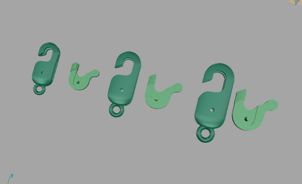 Bracelet Lock  clasp set of gold plated connectors 3D print model_12