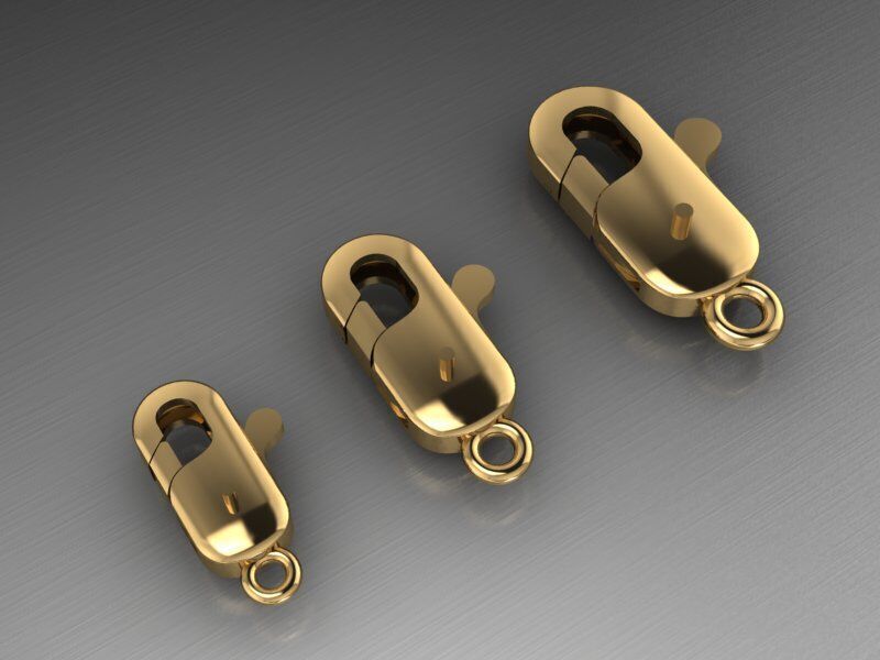 Bracelet Lock  clasp set of gold plated connectors 3D print model_1
