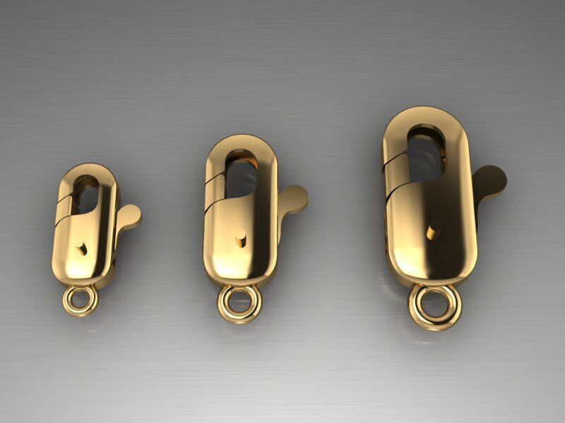 Bracelet Lock  clasp set of gold plated connectors 3D print model_5