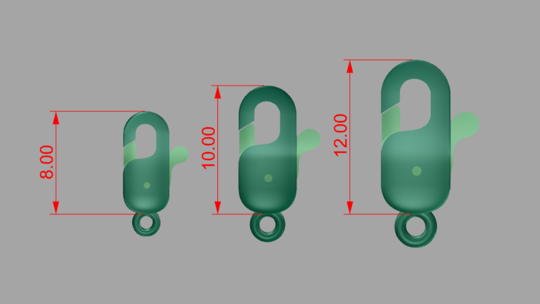 Bracelet Lock  clasp set of gold plated connectors 3D print model_9