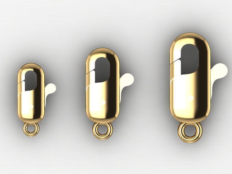 Bracelet Lock  clasp set of gold plated connectors 3D print model_3