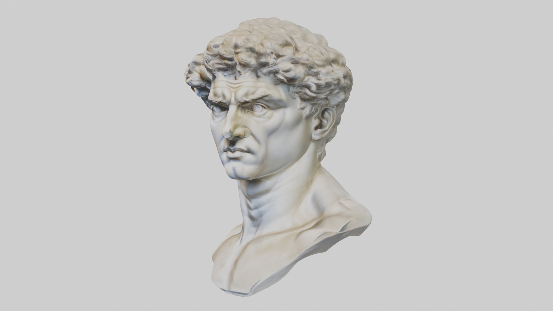 Michelangelos David bust model Low-poly 3D model_1