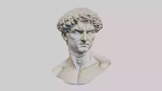 Michelangelos David bust model Low-poly 3D model