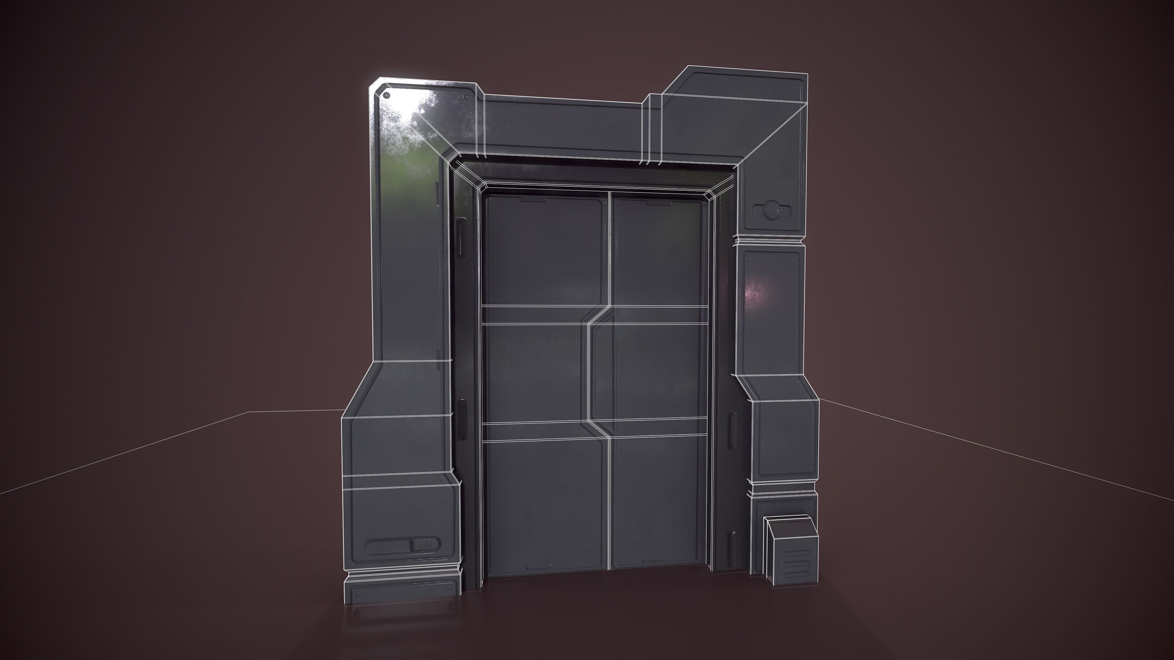 Sci Fi Door Low-poly 3D model_4