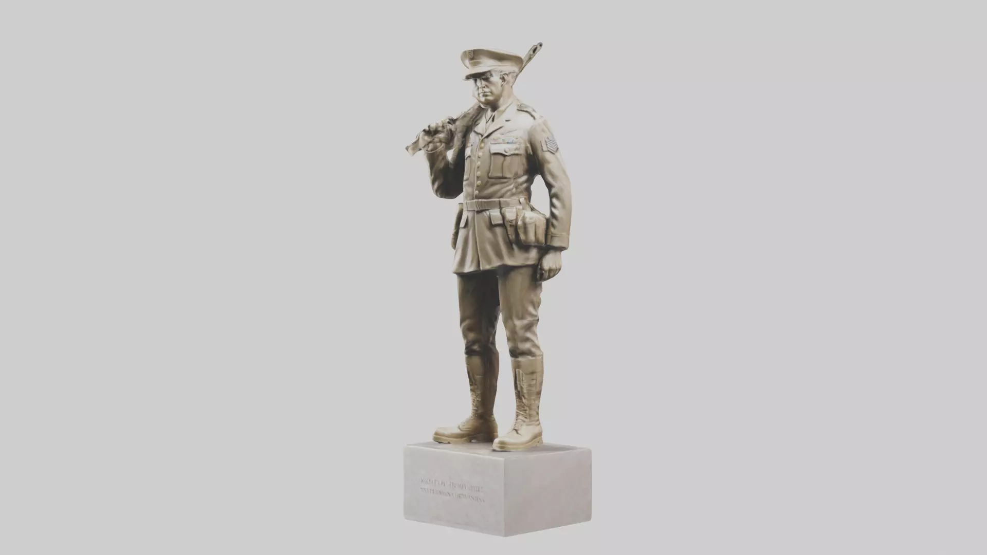Military Soldier Memorial Statue model Low-poly 3D model_0