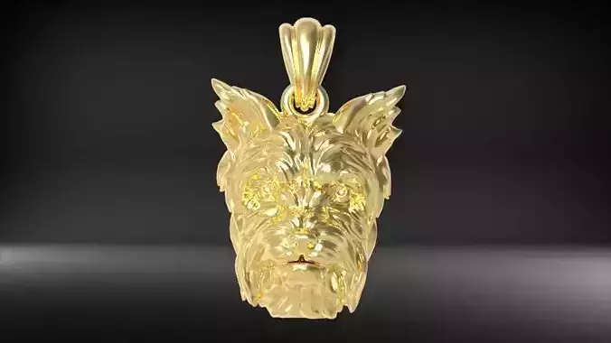 Dog Yorkshire Terrier Head Pendant