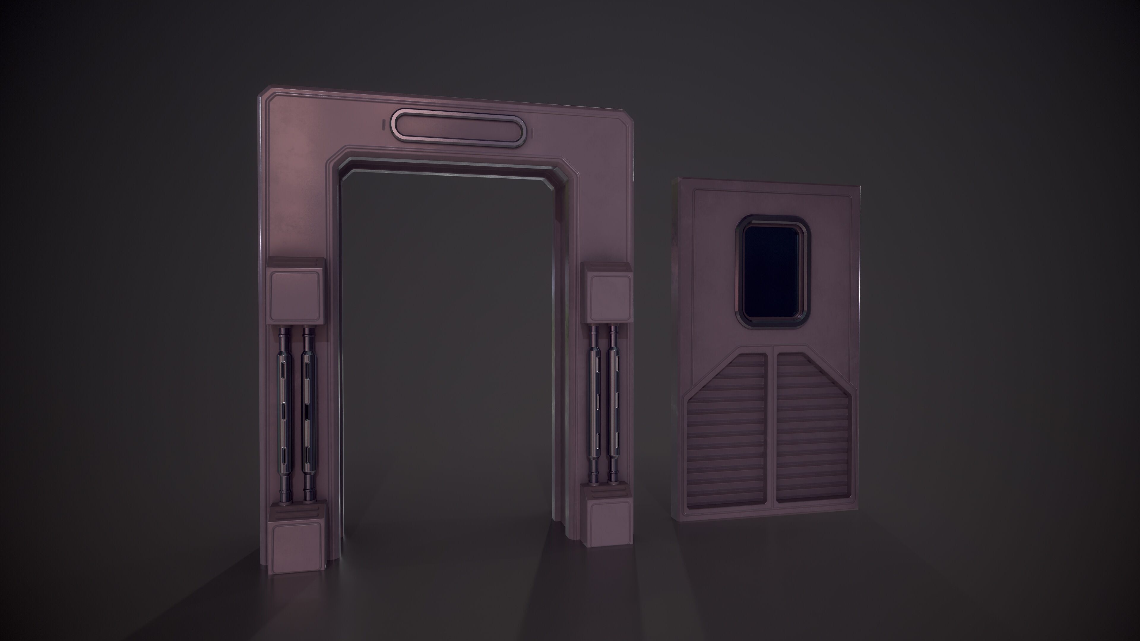 Sci Fi Door Low-poly 3D model_4