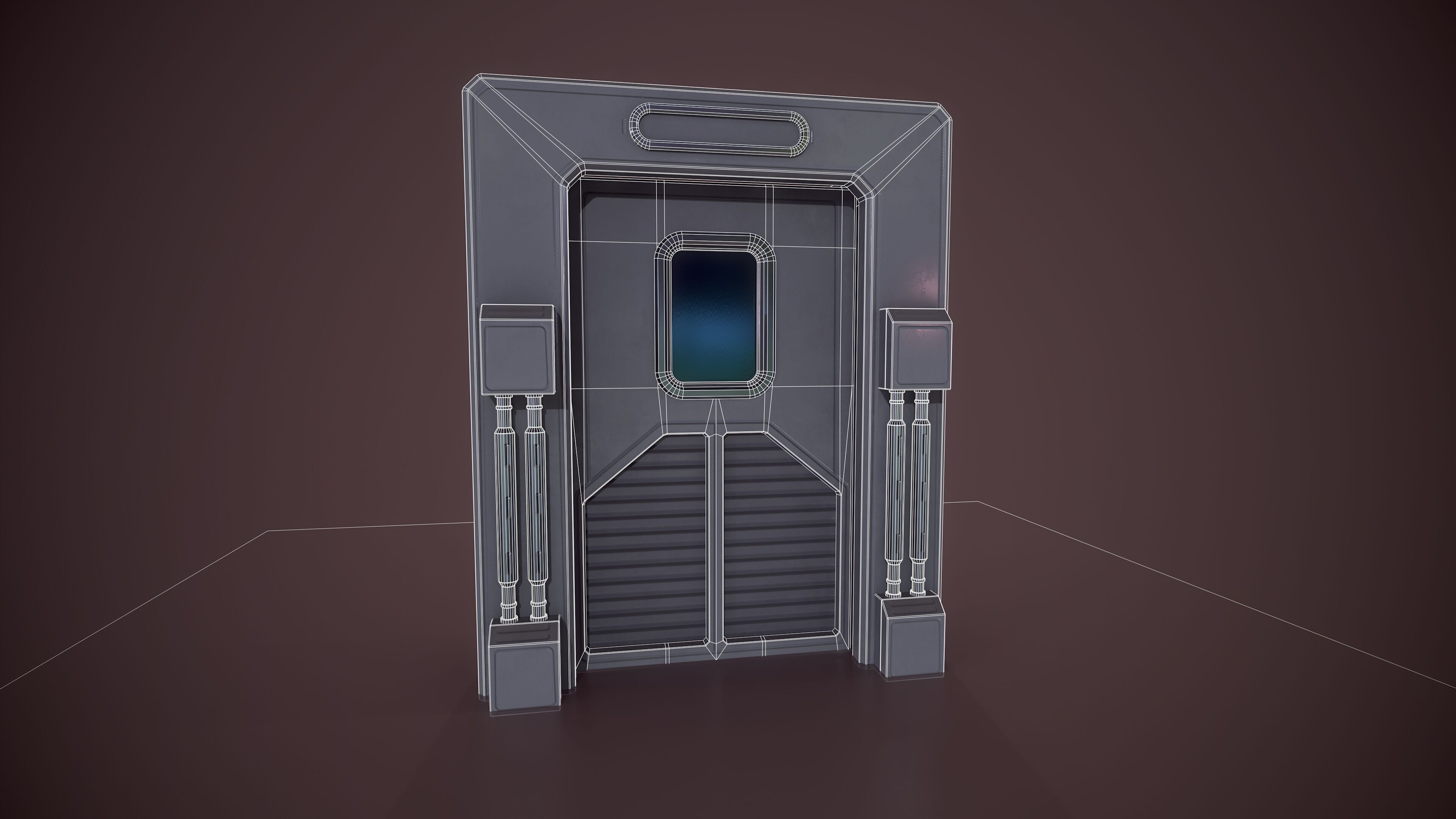Sci Fi Door Low-poly 3D model_5