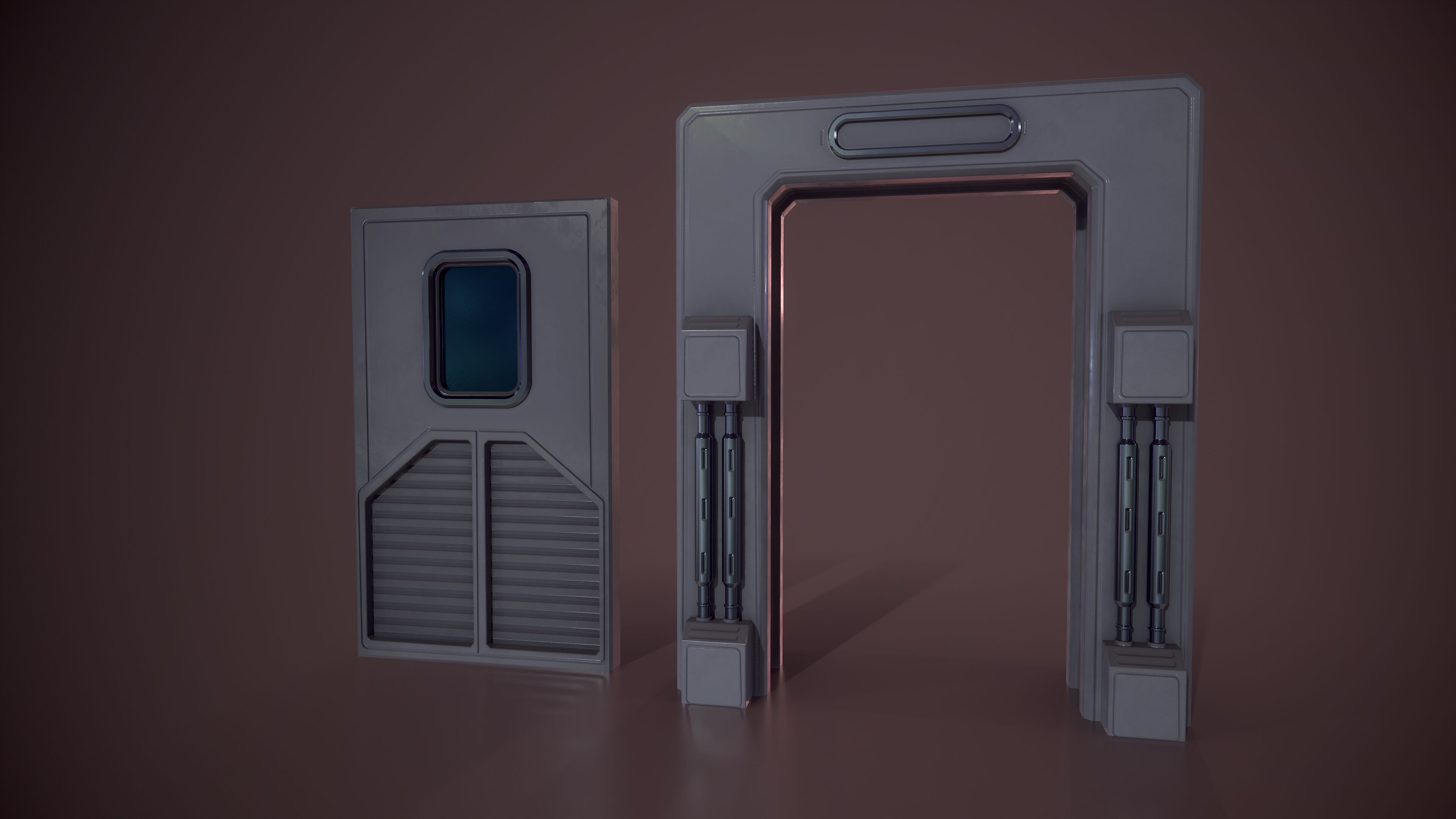 Sci Fi Door Low-poly 3D model_3