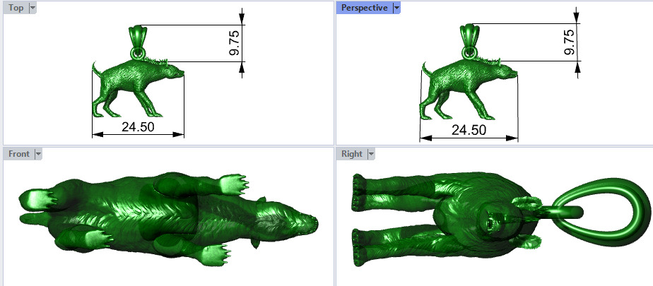 Hyena Animal Pendant  3D print model_17