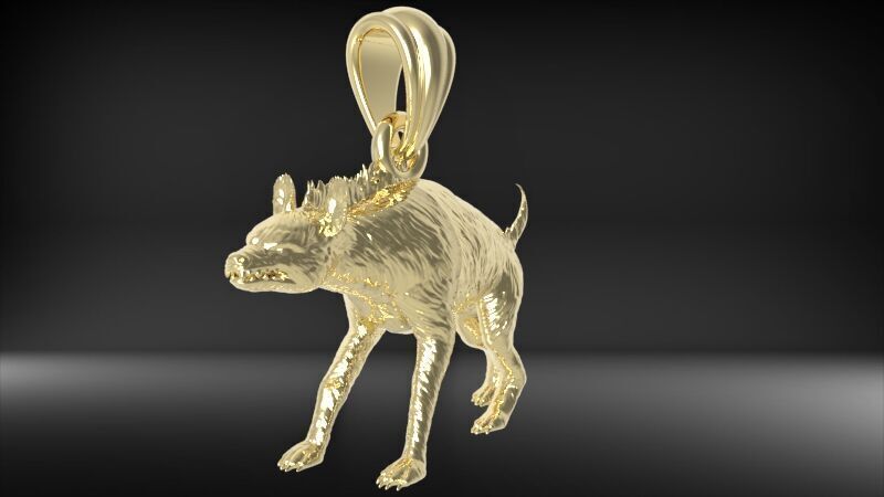 Hyena Animal Pendant  3D print model_15
