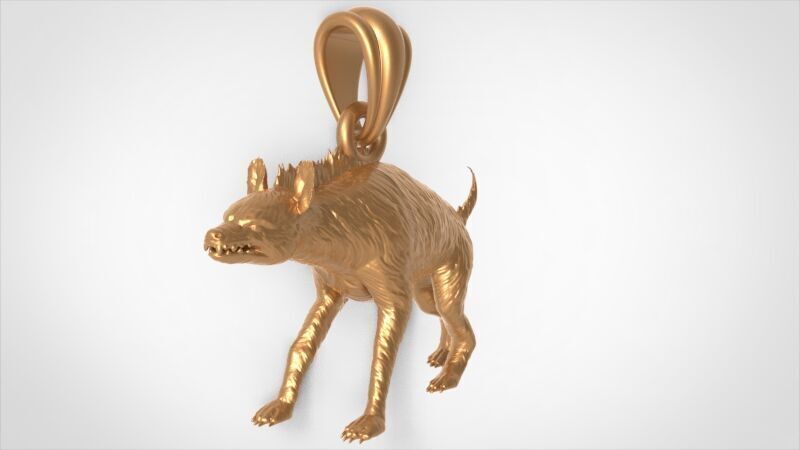 Hyena Animal Pendant  3D print model_12