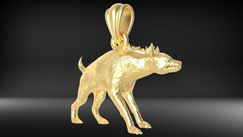 Hyena Animal Pendant  3D print model_1