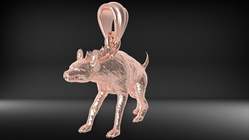 Hyena Animal Pendant  3D print model_14