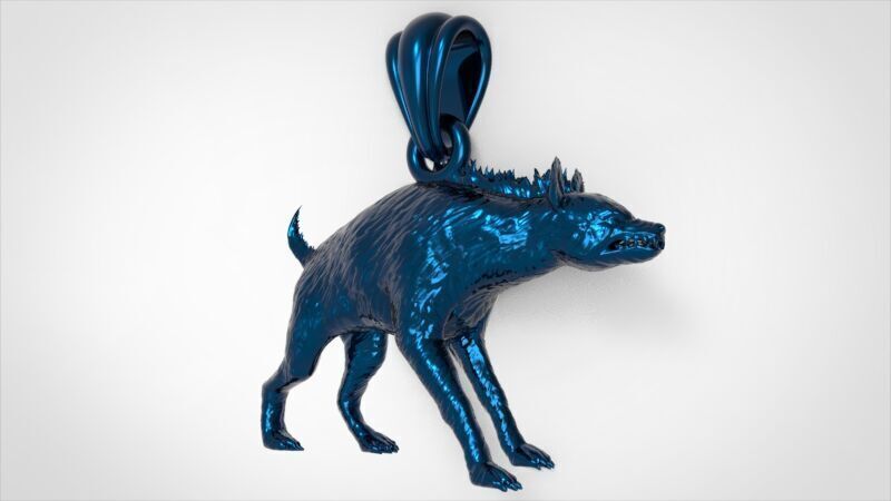 Hyena Animal Pendant  3D print model_8