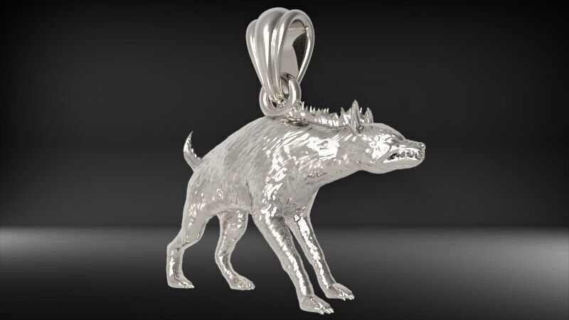 Hyena Animal Pendant  3D print model_9