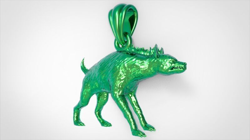 Hyena Animal Pendant  3D print model_7