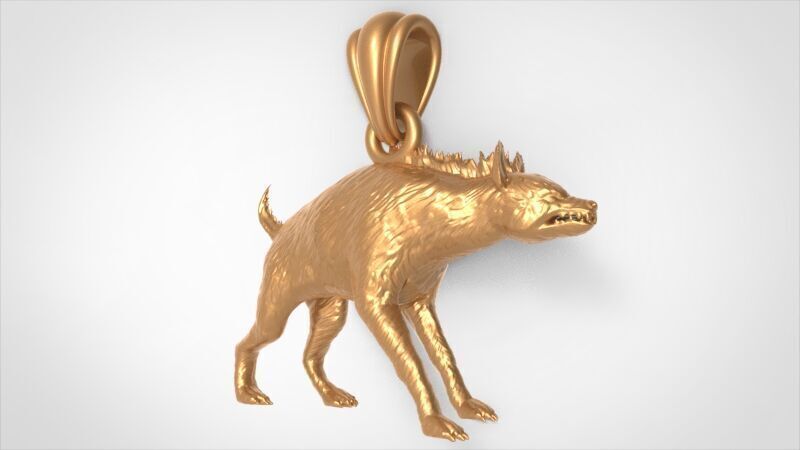 Hyena Animal Pendant  3D print model_11
